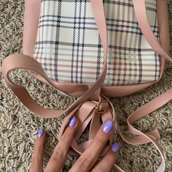 Shein Mini Pink Plaid Backpack - Picture 9 of 11